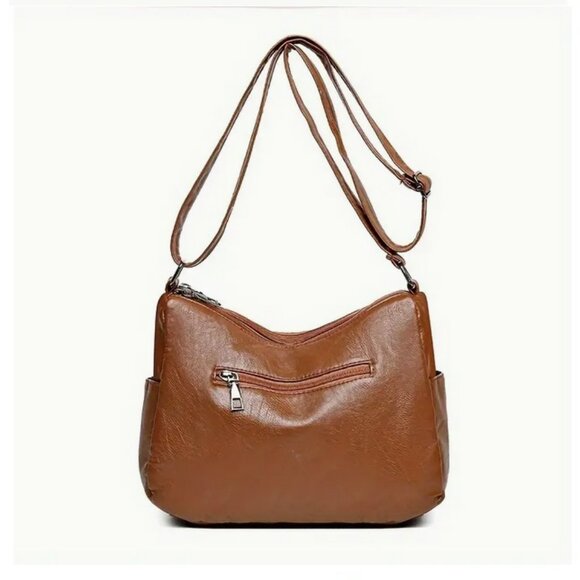 NWT Caramel Brown Handbag Purse Shoulder Strap Crossbody Versatile Solid Color - Picture 4 of 9